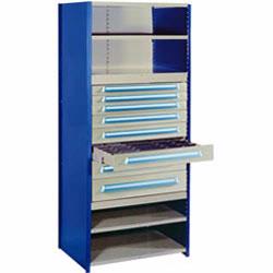 Material Flow's selection of Lyon drawer shelving is the solution to a variety of storage situations.