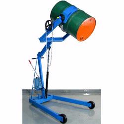 Use a crane or hoist to lift heavy drums. Manufacturers to choose from include Vestil and Morse.