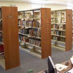 These Borroughs shelving units are designed for efficient storage and display of library collections.