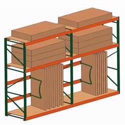 Stromberg lumber racks provide storage for plywood, sheet rock, paneling and any other types of lumber products.