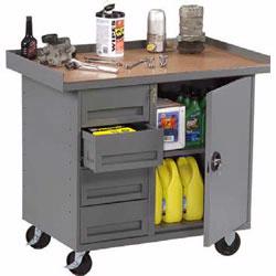 These Tennsco Mobile Workbenches are available now through Material Flow!