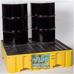 Keep work areas dry and safe from unnecessary spills with a spill platform manufactured by Vestil or Eagle.