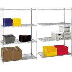 Wire shelving is excellent for food, retail and electronics applications. Material Flow carries wire shelving from the top manufacturers, including Stromberg, Lyon, Metro, and Tennsco.
